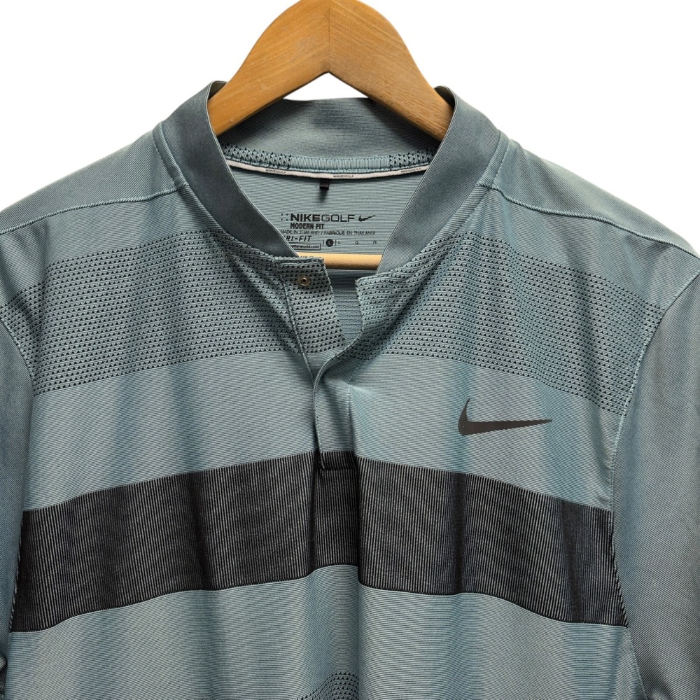 Nike Momentum Sz Large Blue Swing Knit Golf Polo Dri-Fit Blade Collar 802830-466